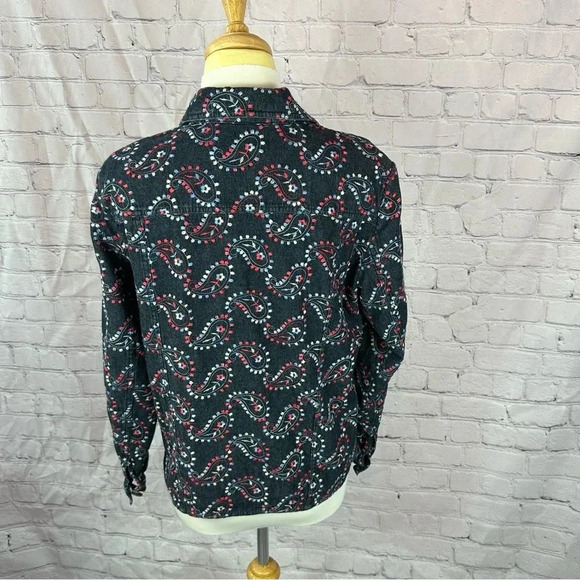 vintage coldwater creek embroidered paisley print denim jean jacket size medium - Picture 6 of 8